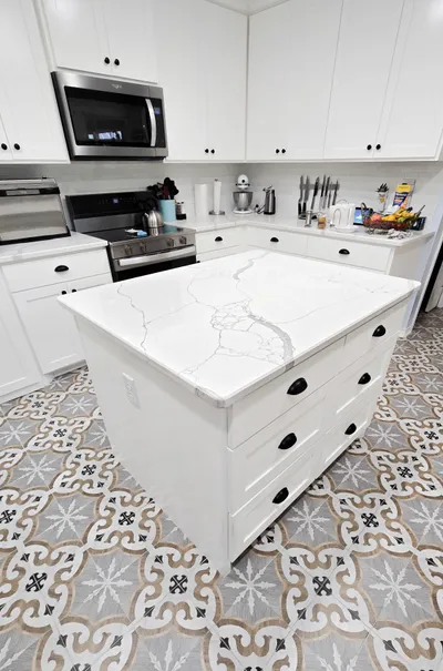 Double bowl stainless steel under-mount sink detail