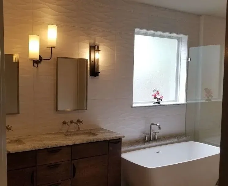 Finished view of the Rockwall bathroom remodeling project