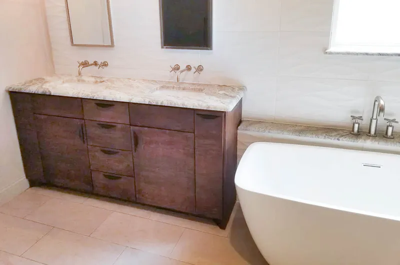 Rockwall Bathroom custom dark double vanity