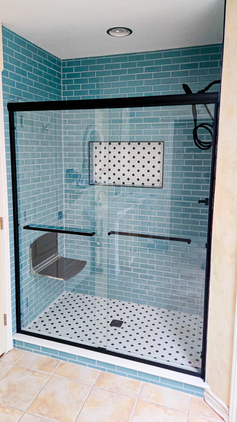 Finished view of the Commerce bathroom remodeling project