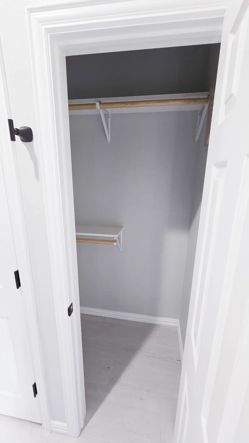 Completed custom closet drawers and hangers layout