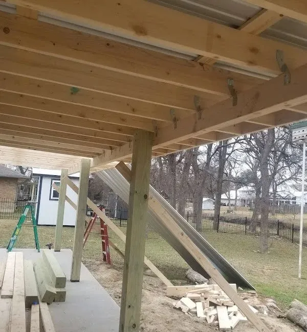 Cedar deck railing and timber post installation
