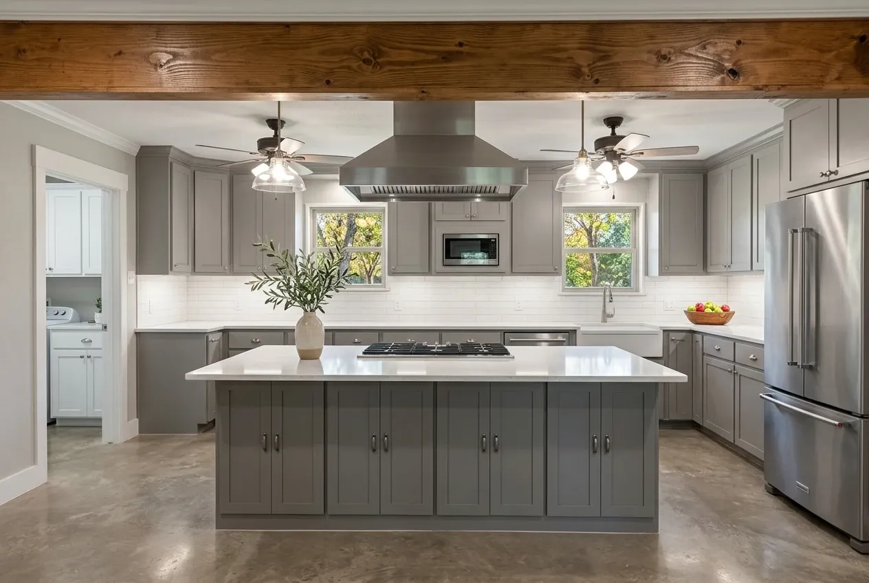 Finished Cash, Texas kitchen open concept main view