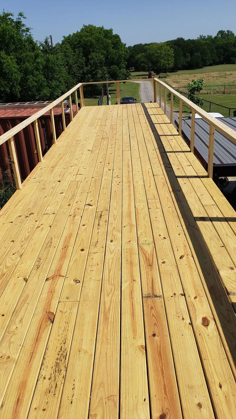 Redwood deck surface with 45 degree angle boards
